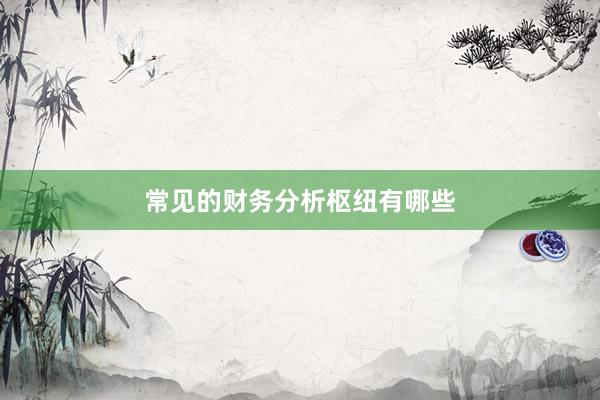 常见的财务分析枢纽有哪些