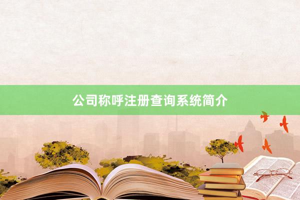公司称呼注册查询系统简介