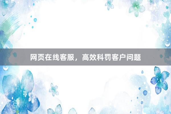 网页在线客服，高效科罚客户问题