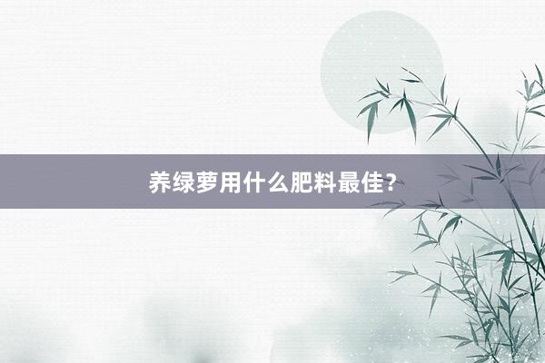 养绿萝用什么肥料最佳？