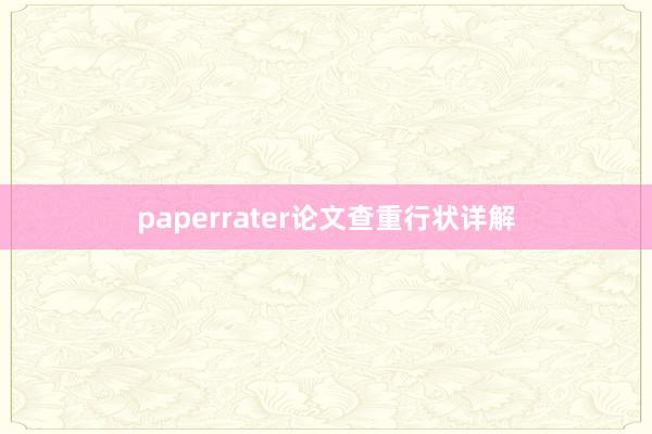 paperrater论文查重行状详解